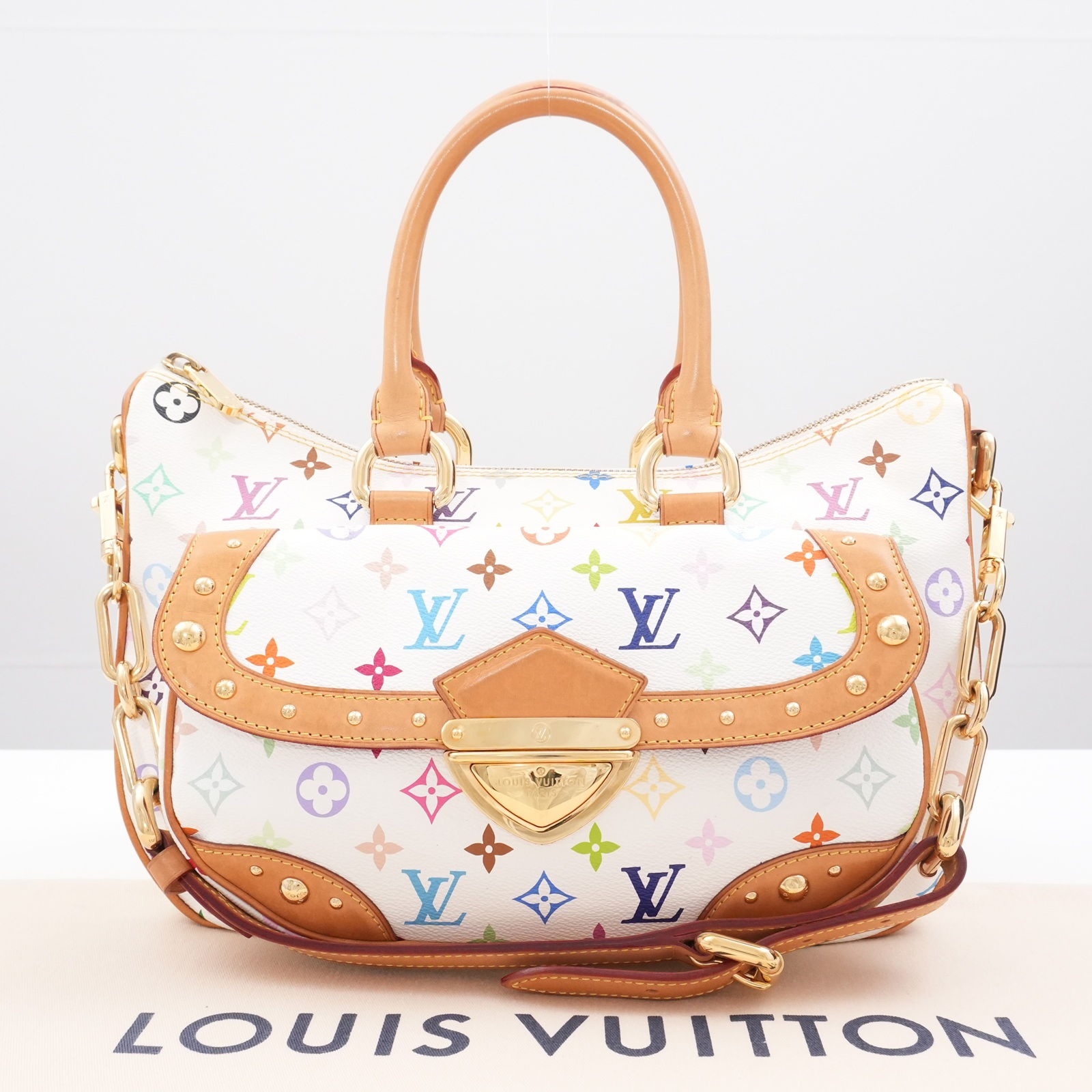 LOUIS VUITTON LV Monogram Multicolor Rita M40125 Bag White DU1058